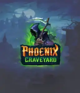 ELK Studios' Phoenix Graveyard game screen, showcasing the mystical graveyard and the legendary phoenix rising from the ashes. The visual highlights the slot's dynamic reel expansion mechanism, coupled with its beautifully crafted symbols and dark theme. The artwork conveys the game's theme of rebirth and immortality, making it enticing for those drawn to mythology.